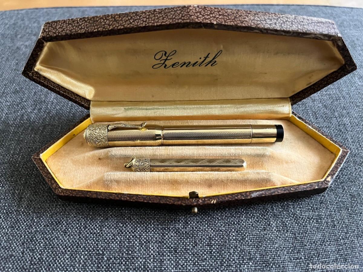 Plumas estilogr&aacute;ficas antiguas: Zenith chapada oro 18kr pluma, lapiz y estuche - Foto 1
