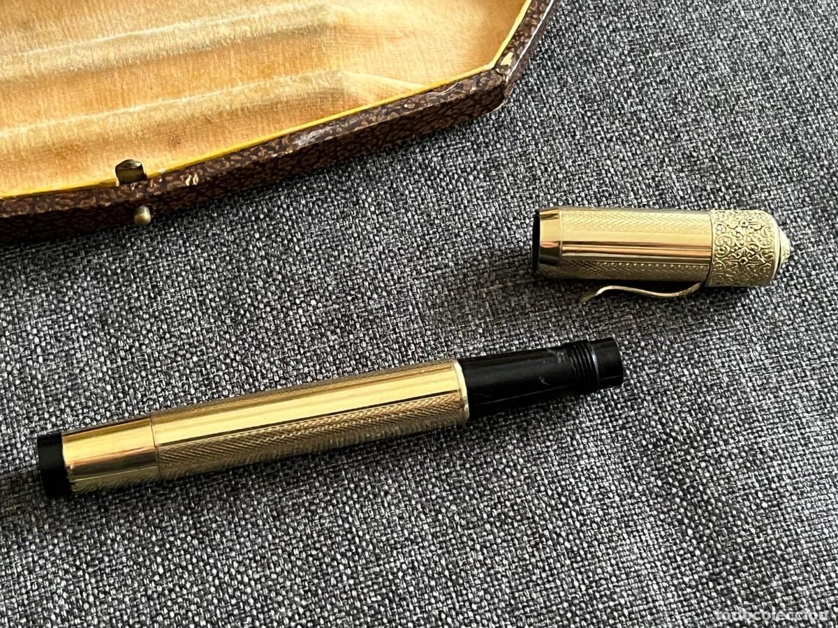 Plumas estilogr&aacute;ficas antiguas: Zenith chapada oro 18kr pluma, lapiz y estuche - Foto 7