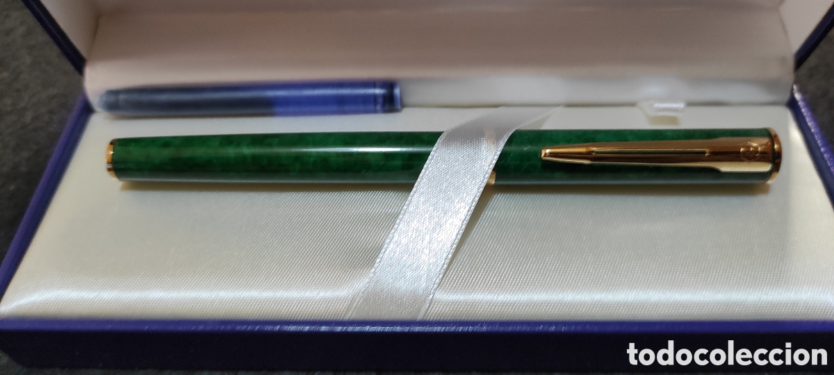 Plumas estilogr&aacute;ficas antiguas: Pluma Waterman lacada verde. Unicaja - Foto 3