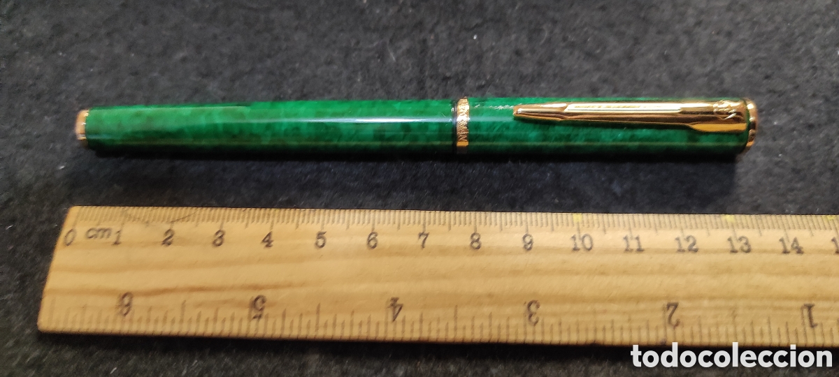 Plumas estilogr&aacute;ficas antiguas: Pluma Waterman lacada verde. Unicaja - Foto 6
