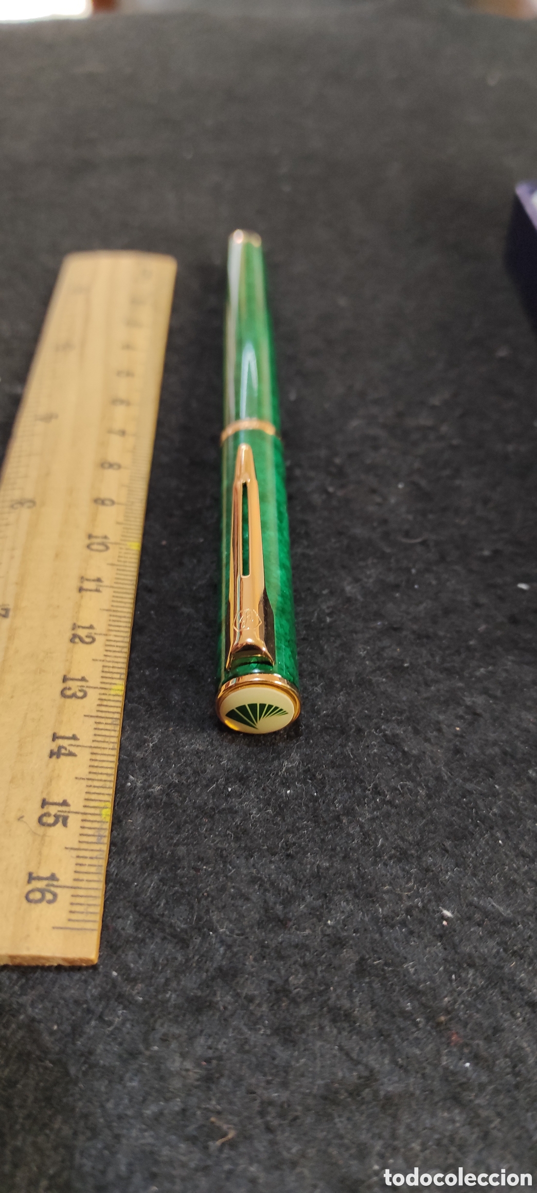Plumas estilogr&aacute;ficas antiguas: Pluma Waterman lacada verde. Unicaja - Foto 8