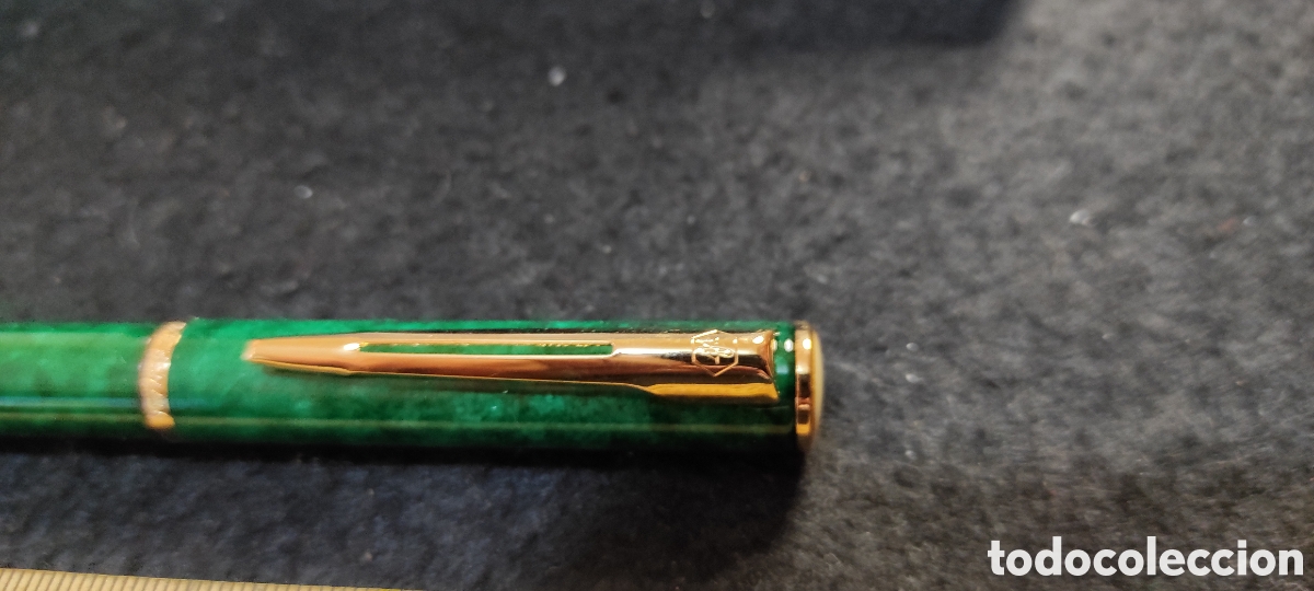Plumas estilogr&aacute;ficas antiguas: Pluma Waterman lacada verde. Unicaja - Foto 9
