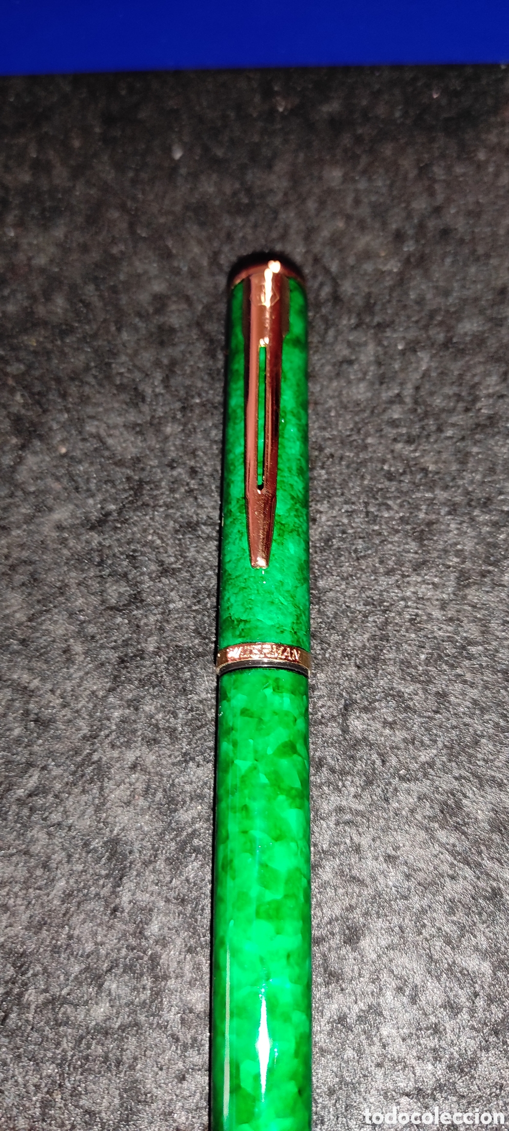 Plumas estilogr&aacute;ficas antiguas: Pluma Waterman lacada verde. Unicaja - Foto 10