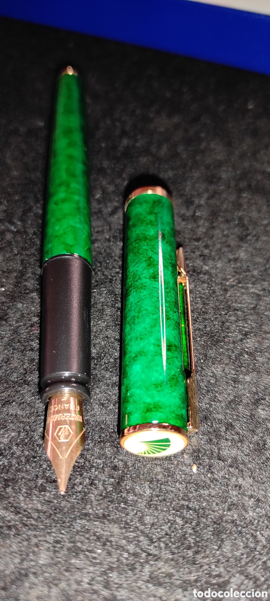Plumas estilogr&aacute;ficas antiguas: Pluma Waterman lacada verde. Unicaja - Foto 11