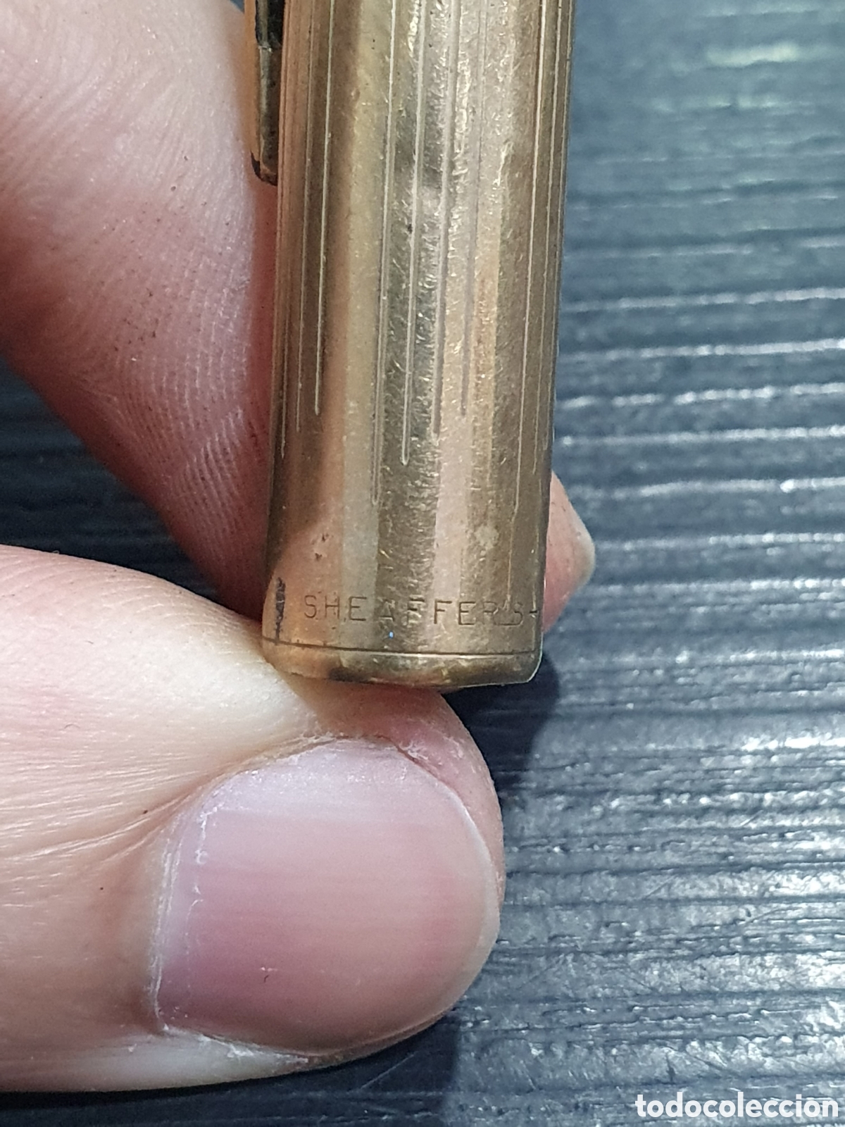 Plumas estilogr&aacute;ficas antiguas: Capuchon dorado para pluma Sheaffer. (L10) - Foto 2