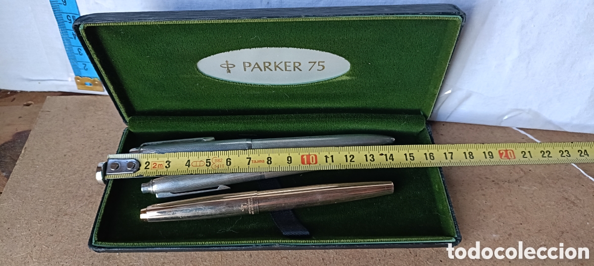 Plumas estilogr&aacute;ficas antiguas: Pluma Parker y dos bol&iacute;grafos plata marca Usus - Foto 2