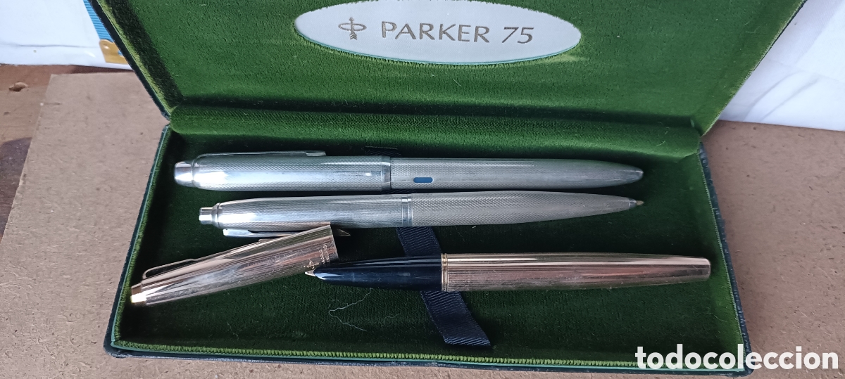 Plumas estilogr&aacute;ficas antiguas: Pluma Parker y dos bol&iacute;grafos plata marca Usus - Foto 5