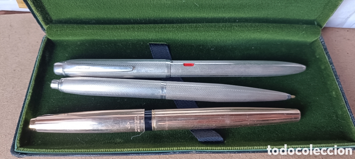 Plumas estilogr&aacute;ficas antiguas: Pluma Parker y dos bol&iacute;grafos plata marca Usus - Foto 6