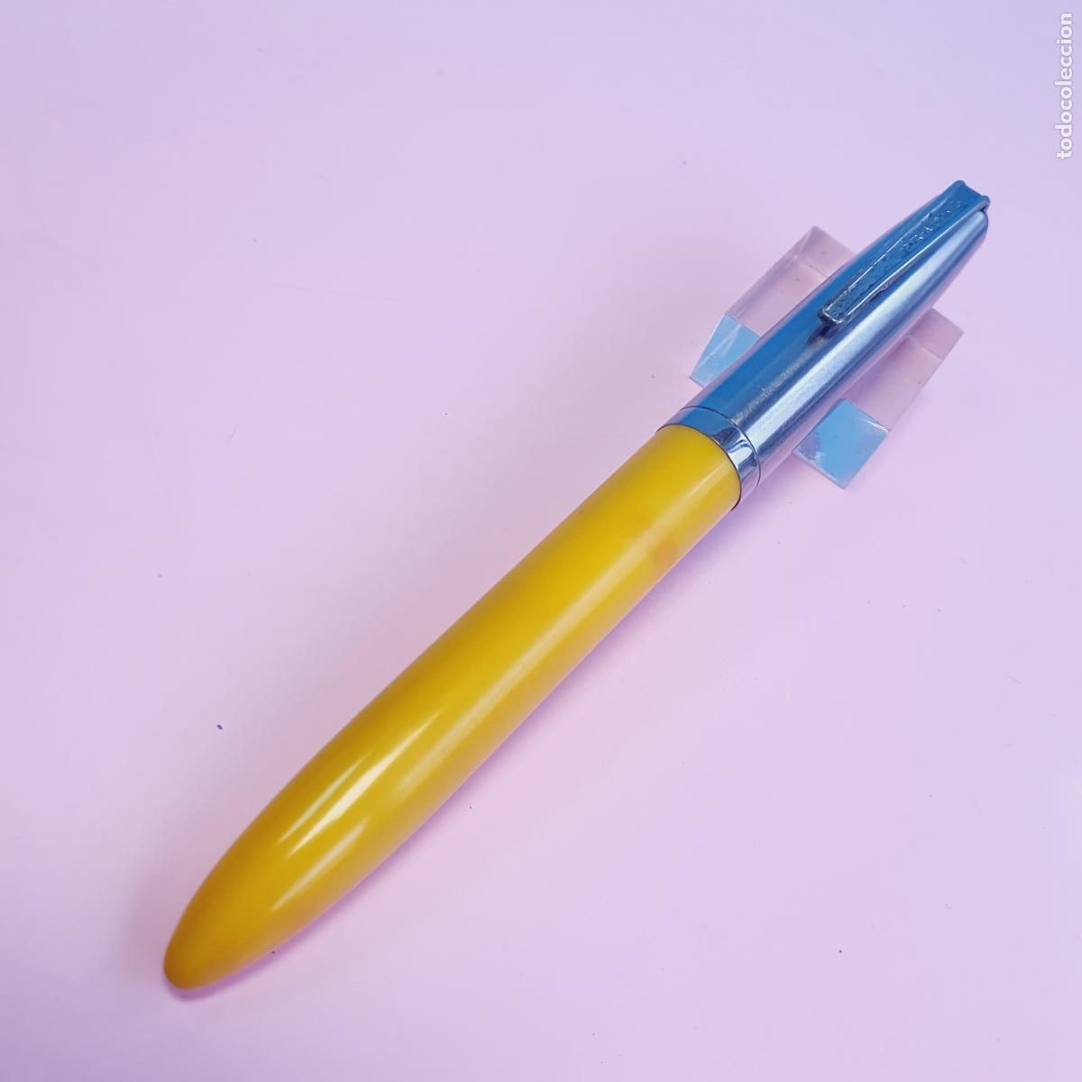 Plumas estilogr&aacute;ficas antiguas: 285*PLUMA ESTILOGR&Aacute;FICA-CARDINAL-U.S.A.-AMARILLA-PLUM&Iacute;N ACERO WING FLOW-COLECCIONISTA-VINTAGE