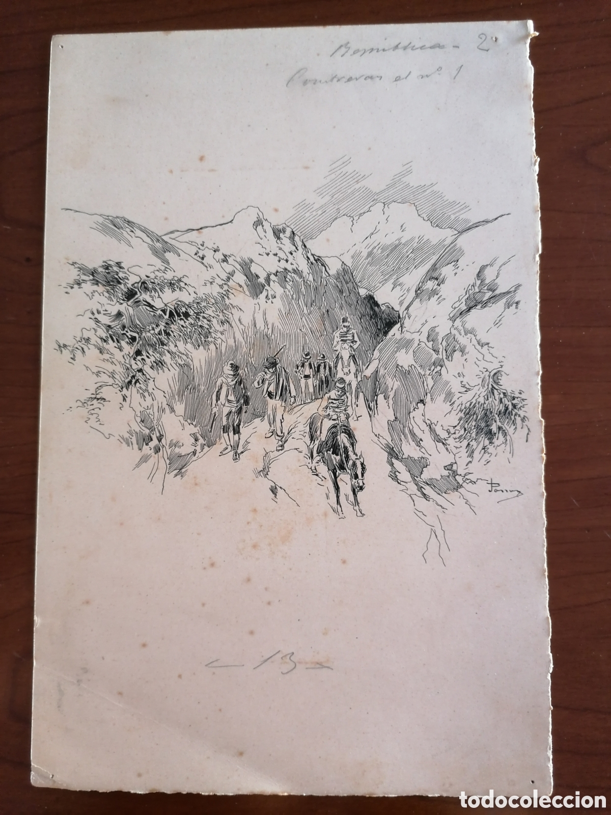 Plumas estilogr&aacute;ficas antiguas: Dibujo original Jose Pasos. Rep&uacute;blica - Foto 1