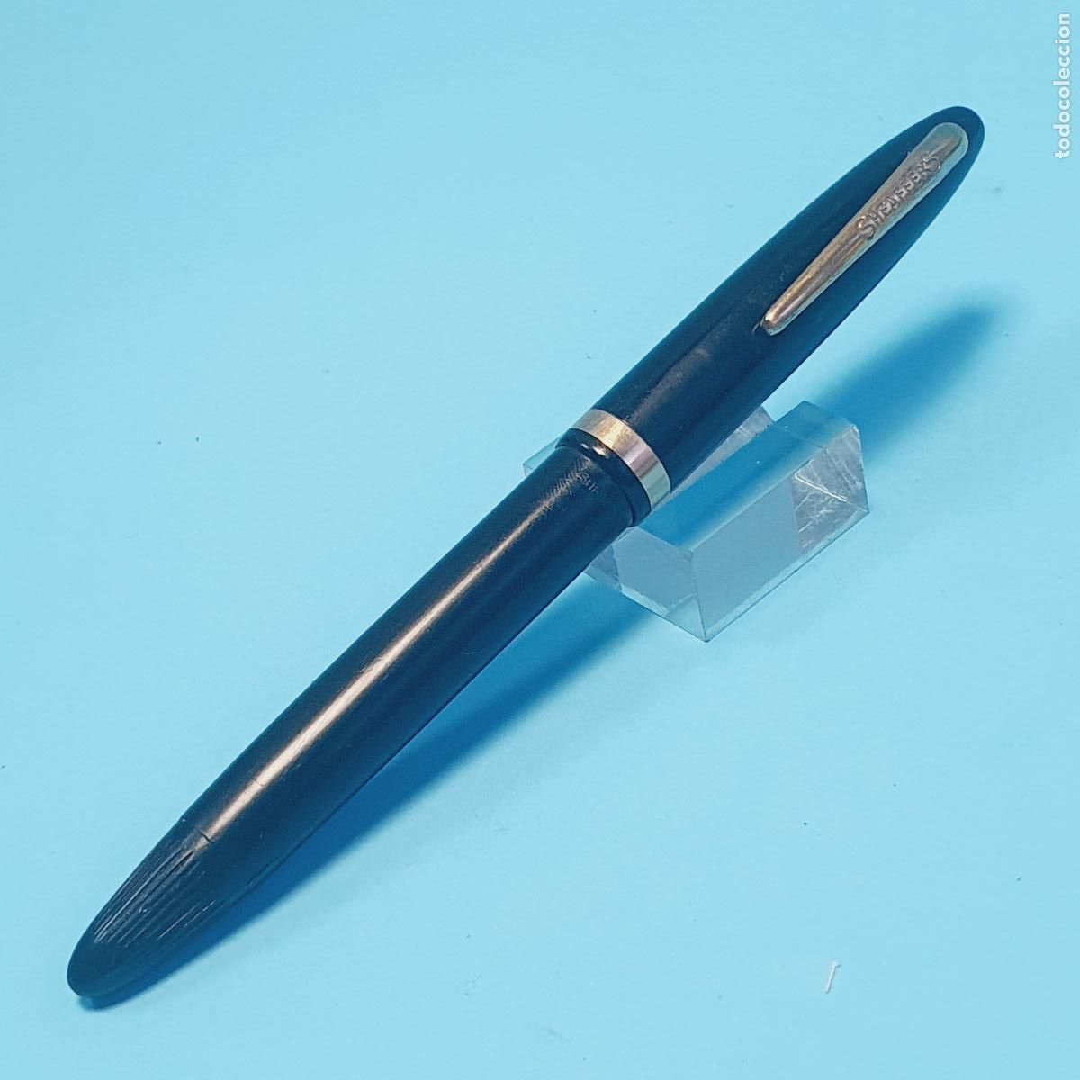 Penne stilografiche antiche: PLUMA ESTILOGR&Aacute;FICA-SHEAFFER TIP DIB-U.S.A.-TOUCHDAWN-NEGRA+DORADOS-COLECCIONISTAS