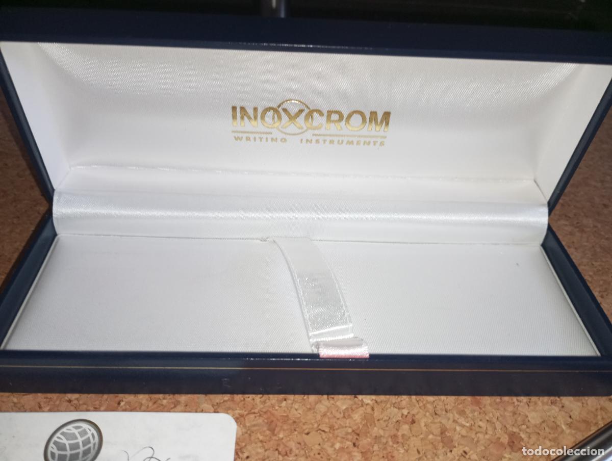 Plumas estilogr&aacute;ficas antiguas: Pluma inoxcrom en su estuche iridium - Foto 2