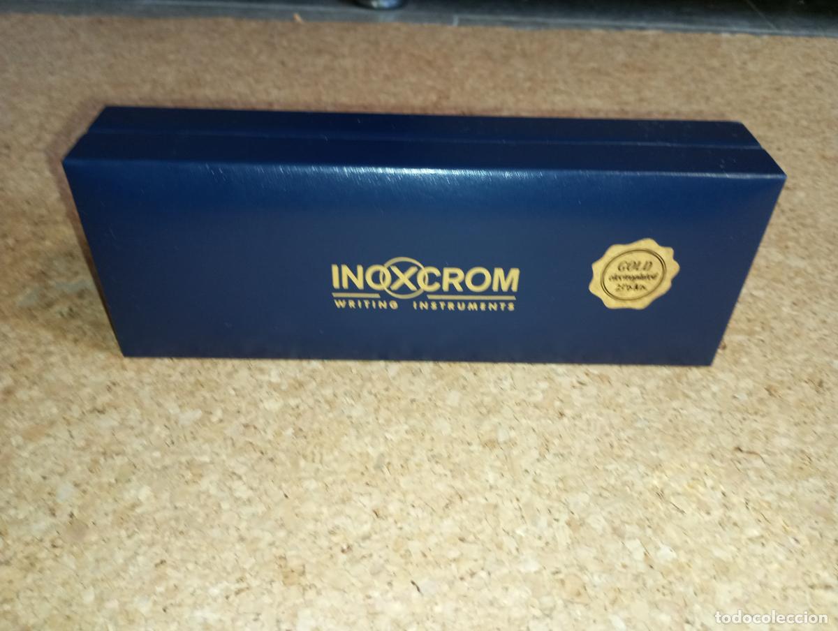 Plumas estilogr&aacute;ficas antiguas: Pluma inoxcrom en su estuche iridium - Foto 4