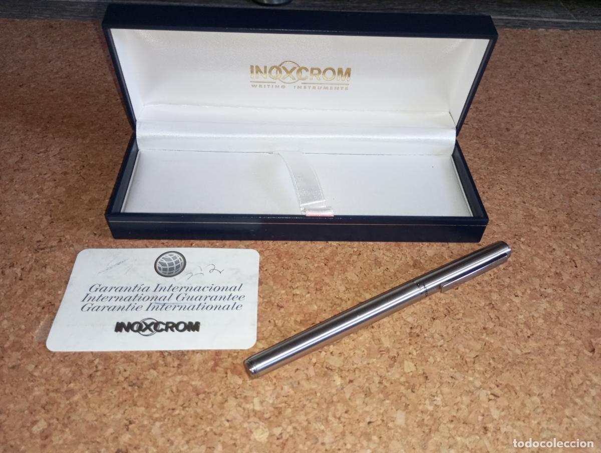 Plumas estilogr&aacute;ficas antiguas: Pluma inoxcrom en su estuche iridium - Foto 1