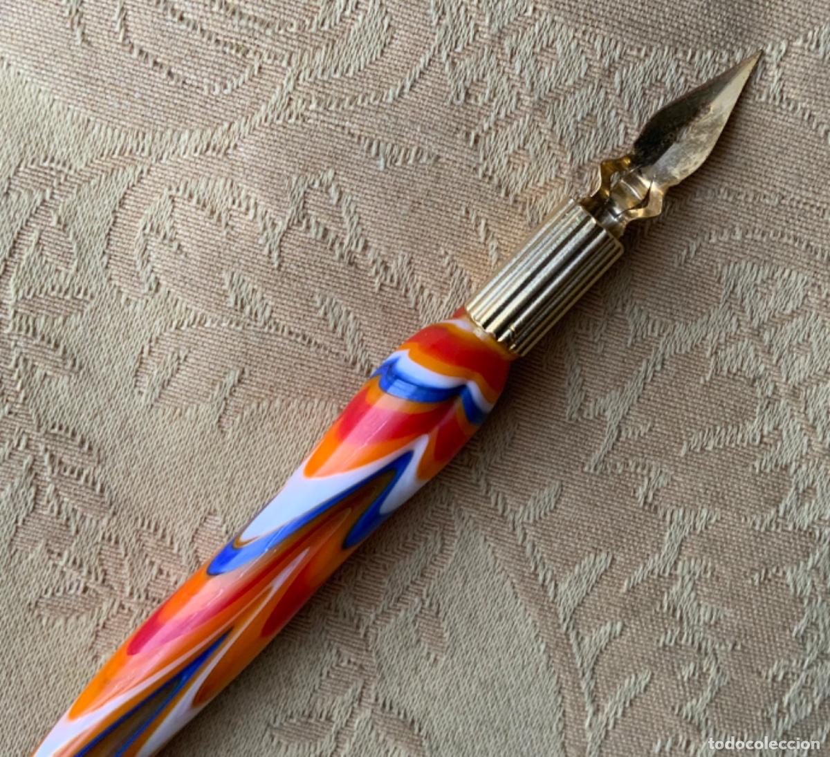 Plumas estilogr&aacute;ficas antiguas: PLUMA CRISTAL DE MURANO, CON PLUMILLA - Foto 5