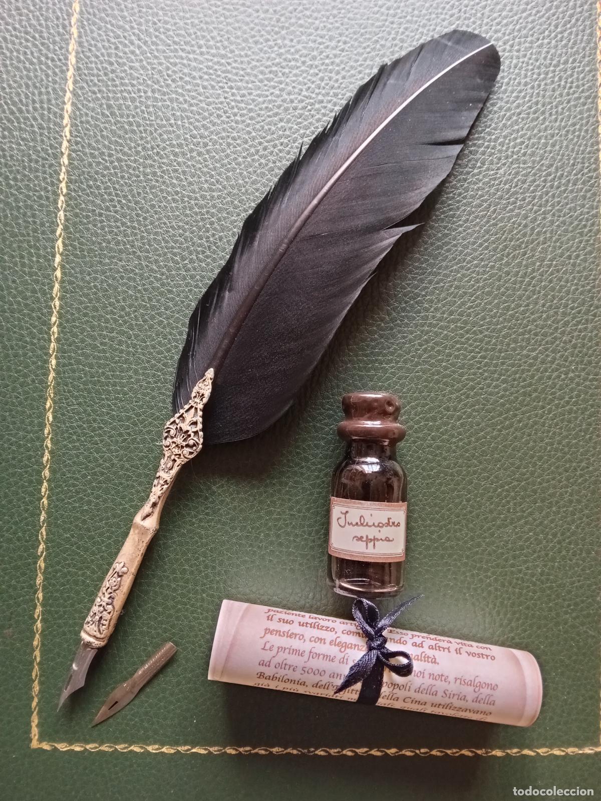 Plumas estilogr&aacute;ficas antiguas: Pluma de plata para tintero - Foto 1