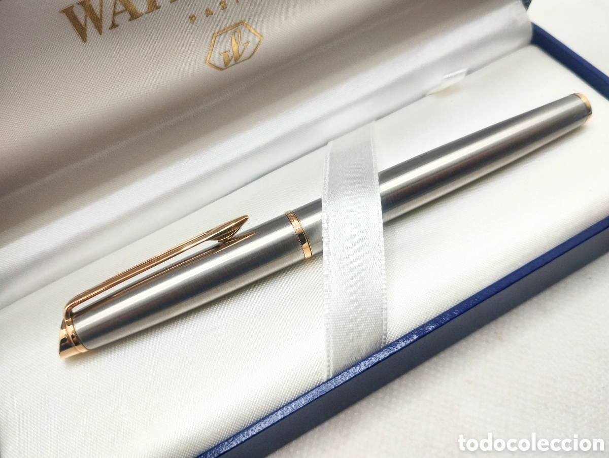 Plumas estilogr&aacute;ficas antiguas: Pluma waterman con estuche original - Foto 3