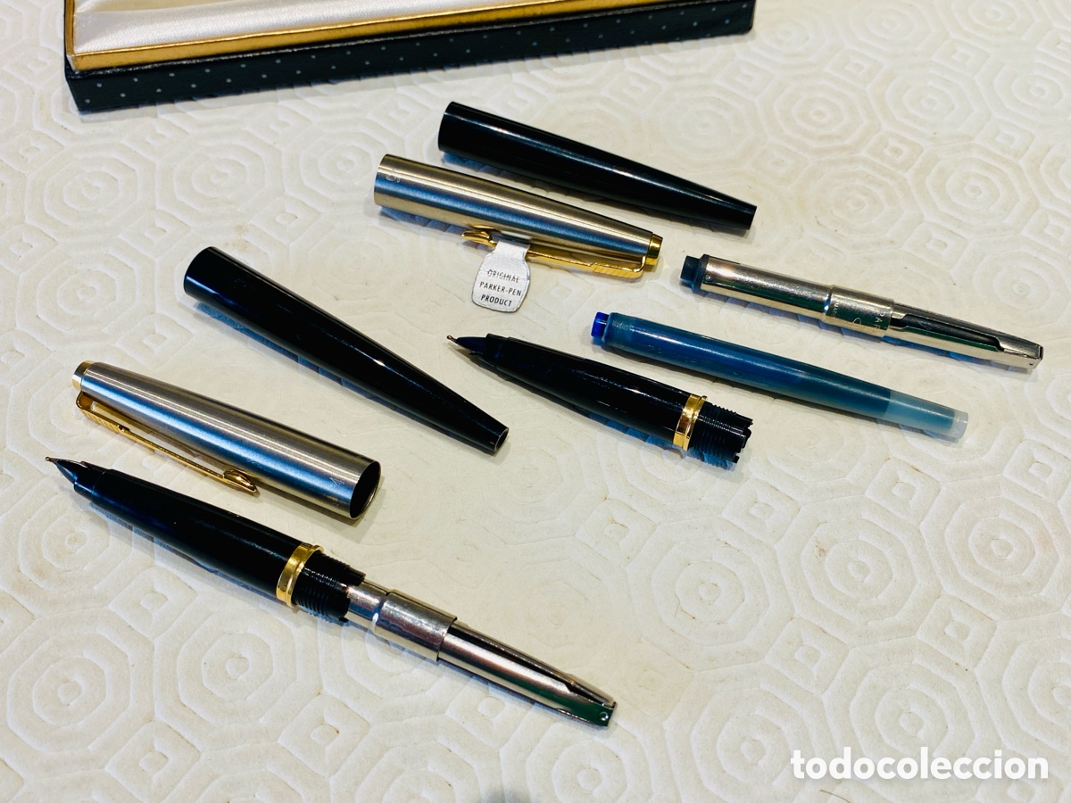 Plumas estilogr&aacute;ficas antiguas: Dos plumas PARKER 45 con estuche - Foto 9