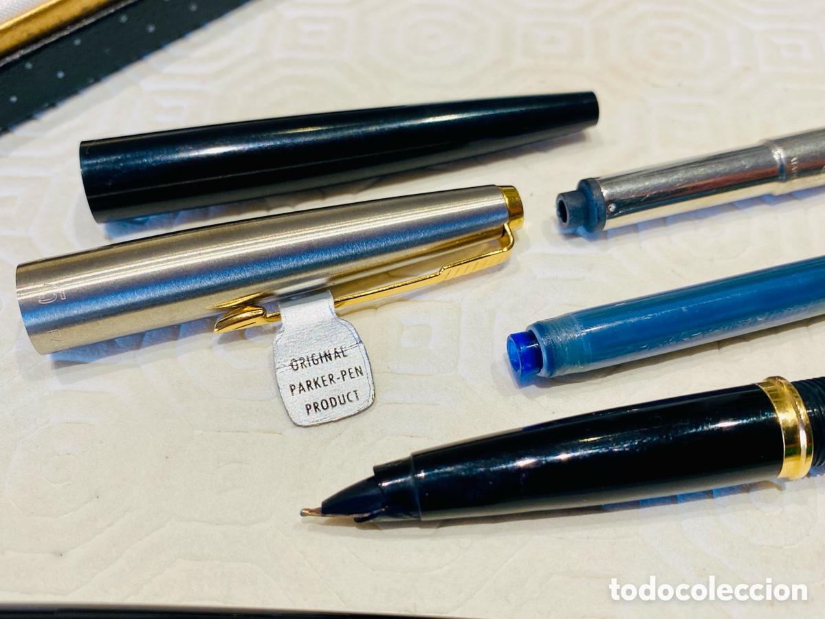 Plumas estilogr&aacute;ficas antiguas: Dos plumas PARKER 45 con estuche - Foto 11
