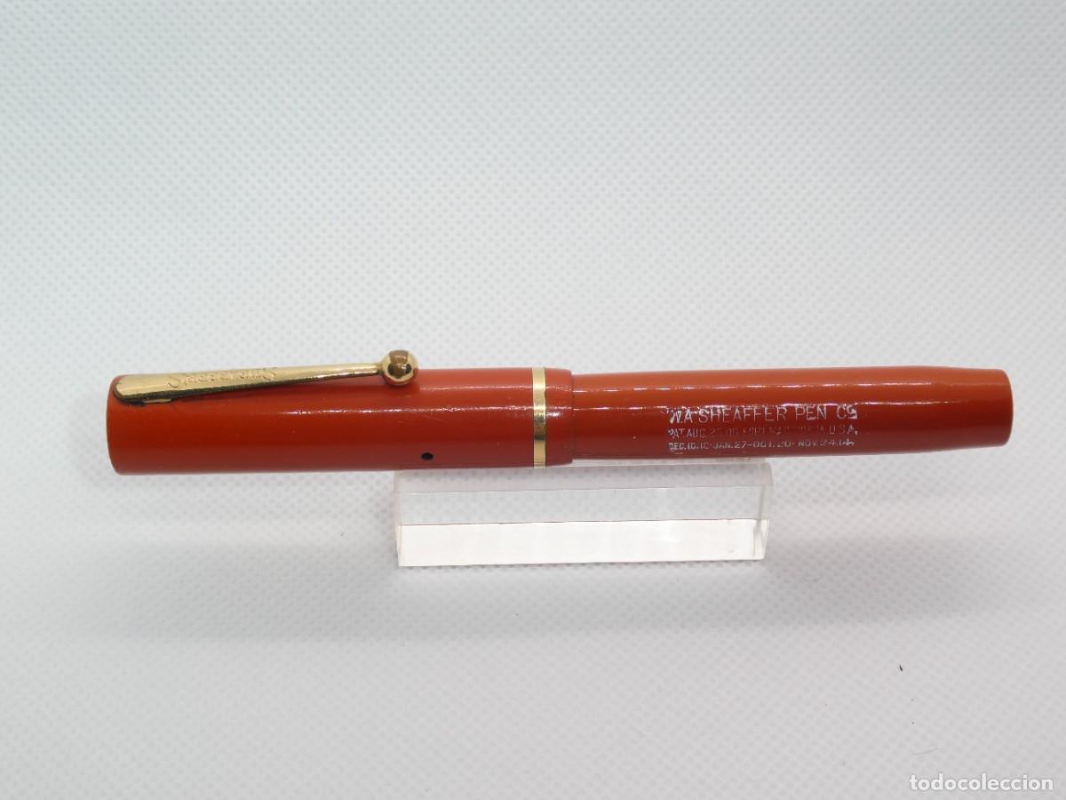 Plumas estilogr&aacute;ficas antiguas: Pluma Estilografica Sheaffer Flat Top Junior Roja - Foto 1