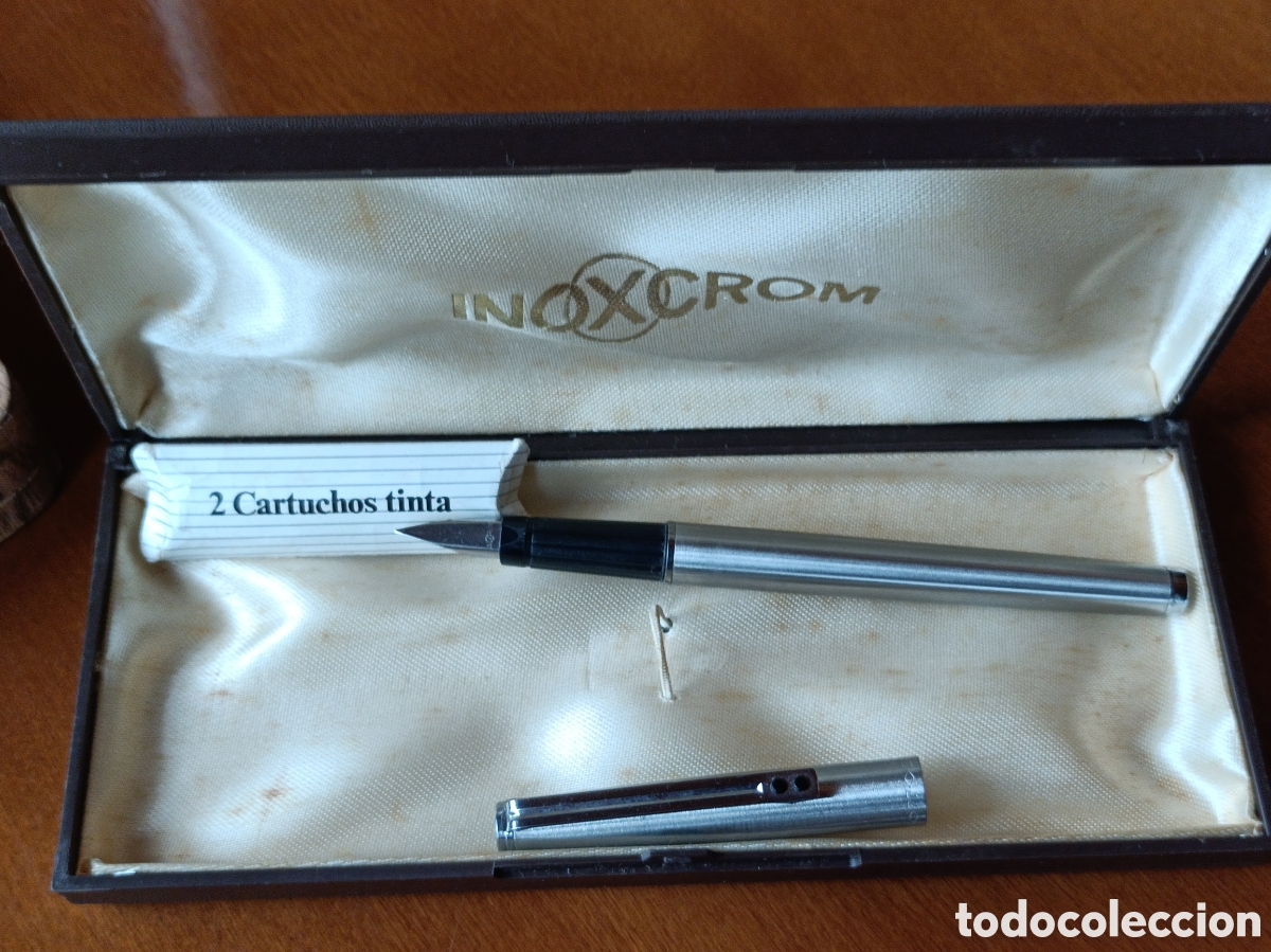 Plumas estilogr&aacute;ficas antiguas: Pluma Inoxcrom 77, de acero inoxidable. - Foto 1