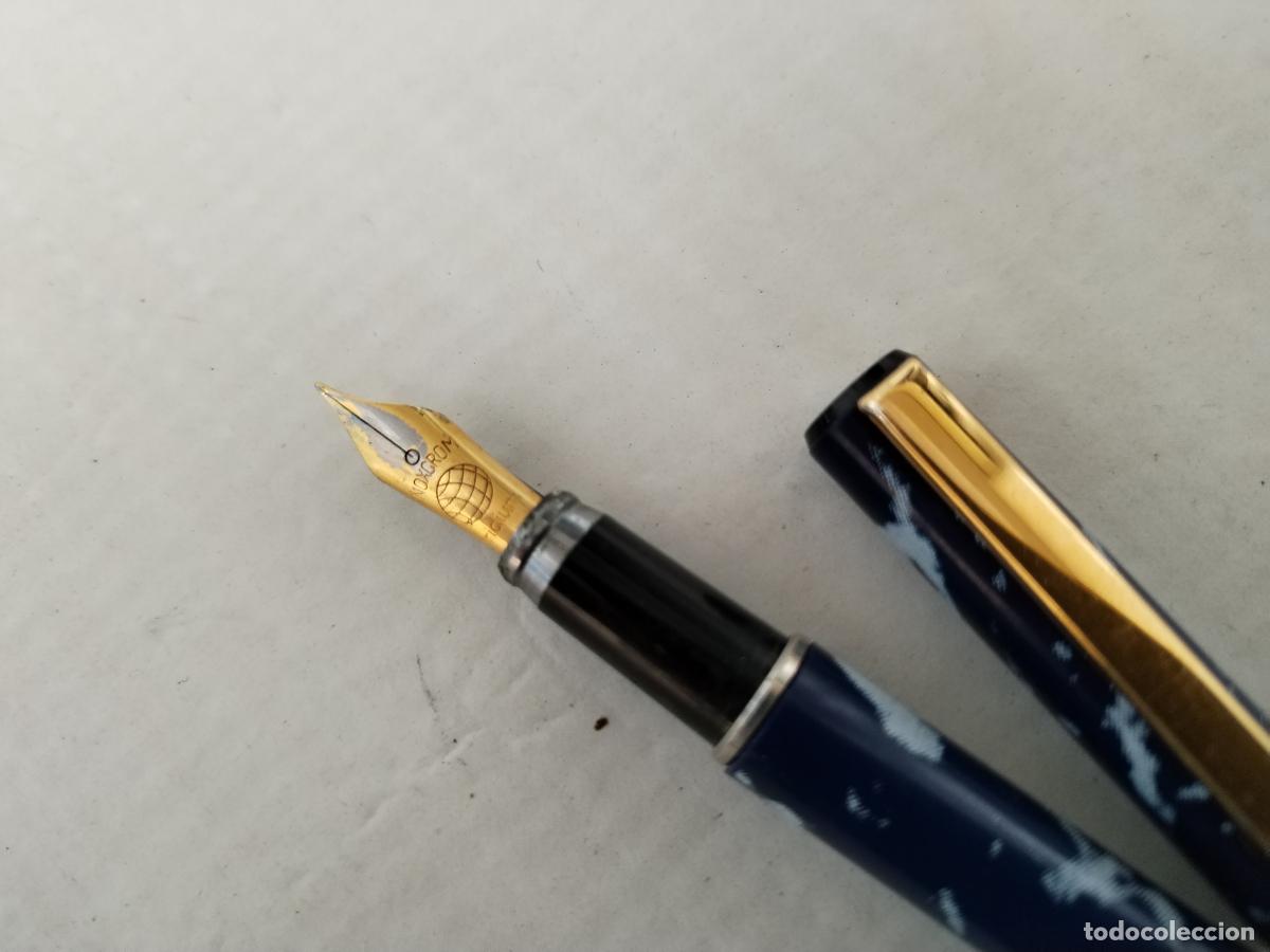 Plumas estilogr&aacute;ficas antiguas: pluma estilografica inoxcrom azul - Foto 2