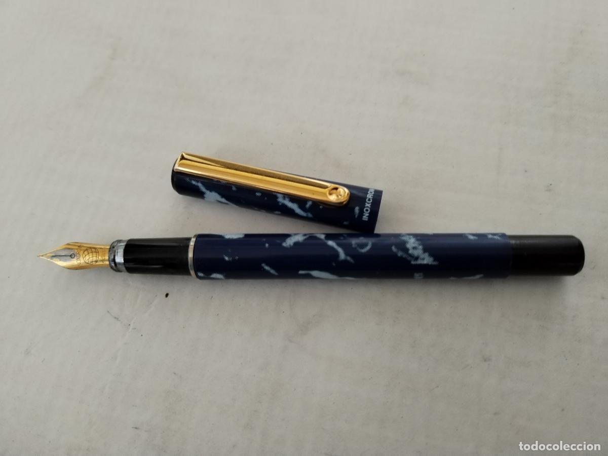 Plumas estilogr&aacute;ficas antiguas: pluma estilografica inoxcrom azul - Foto 4
