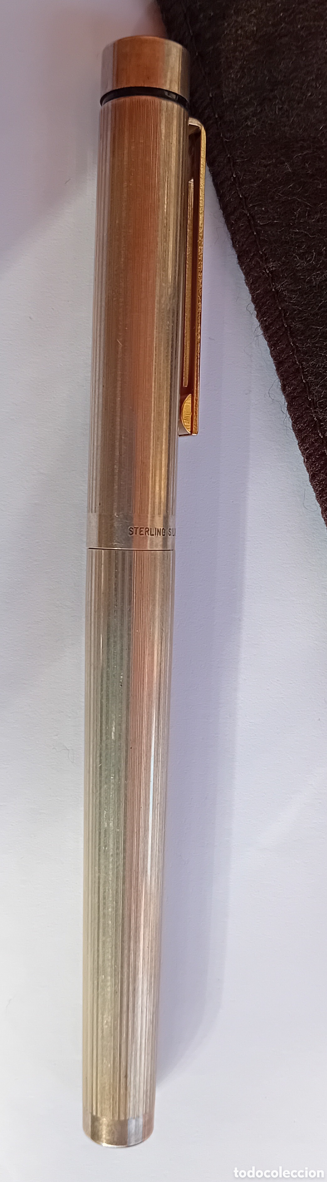 Plumas estilogr&aacute;ficas antiguas: PLUMA SHEAFFER PLATA MACIZA PLUMIN ORO - Foto 2