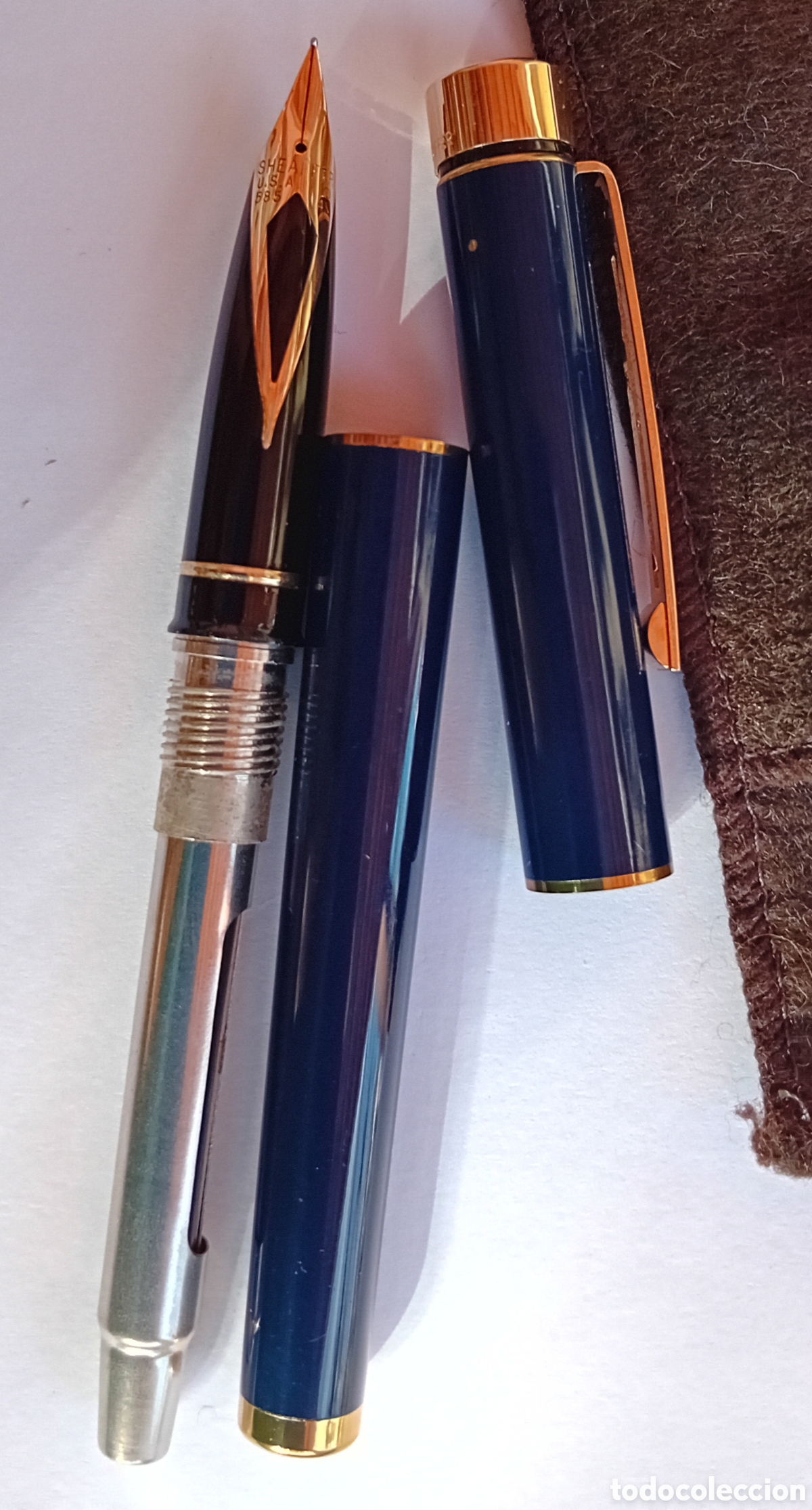 Plumas estilogr&aacute;ficas antiguas: PLUMA SHEAFFER PLUMIN +ADORNOS ORO - Foto 4