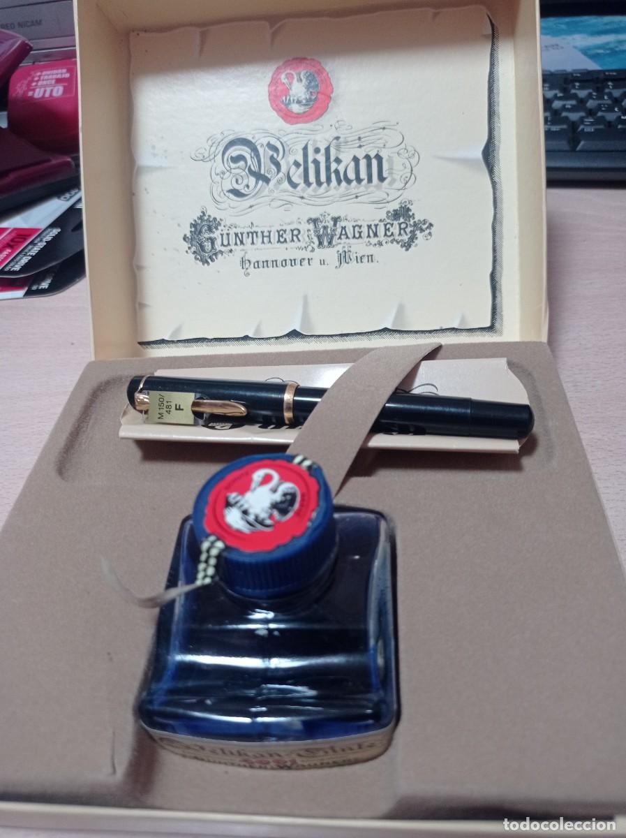 Plumas estilogr&aacute;ficas antiguas: Pluma Pelikan con tintero - Foto 1