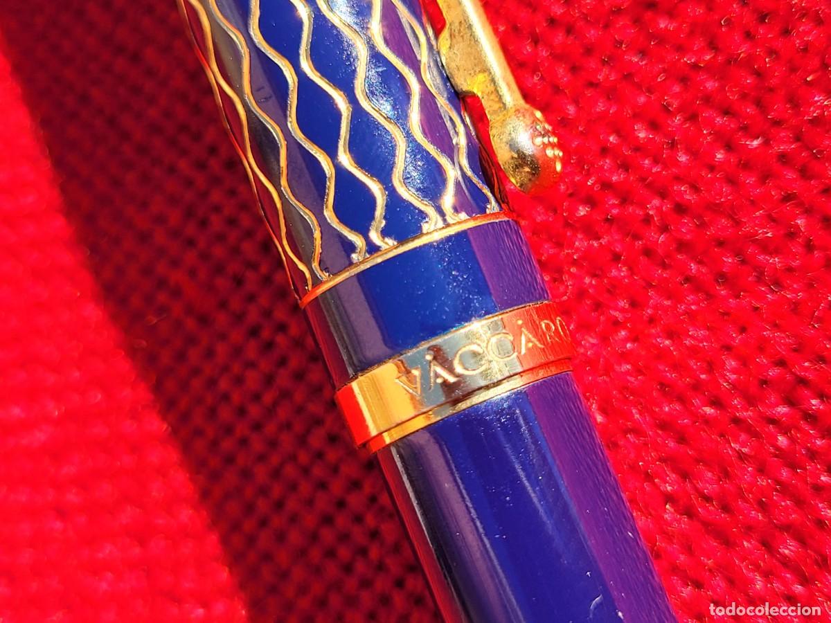 Plumas estilogr&aacute;ficas antiguas: PLUMA VACCARO AZUL Y DORADA - Foto 3