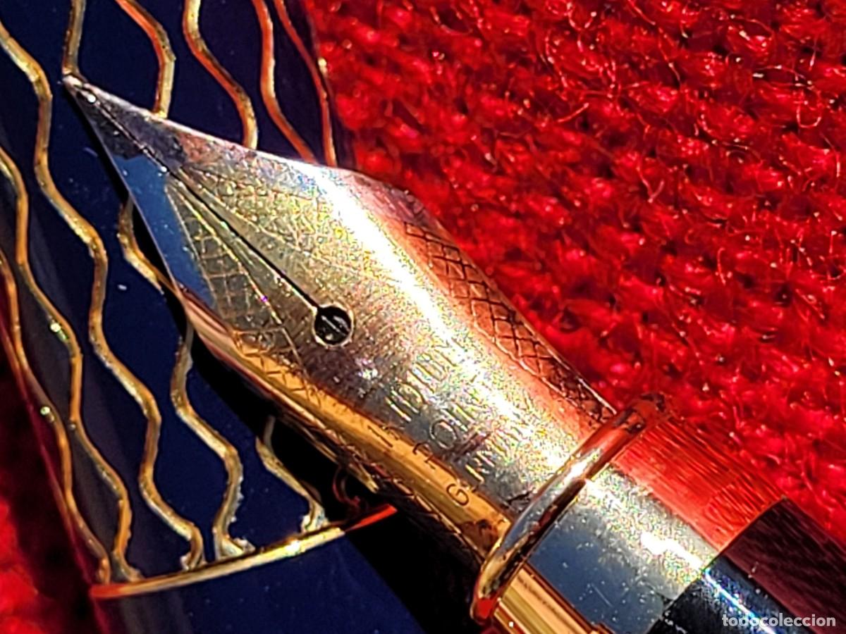 Plumas estilogr&aacute;ficas antiguas: PLUMA VACCARO AZUL Y DORADA - Foto 7