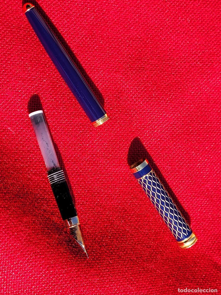 Plumas estilogr&aacute;ficas antiguas: PLUMA VACCARO AZUL Y DORADA - Foto 8