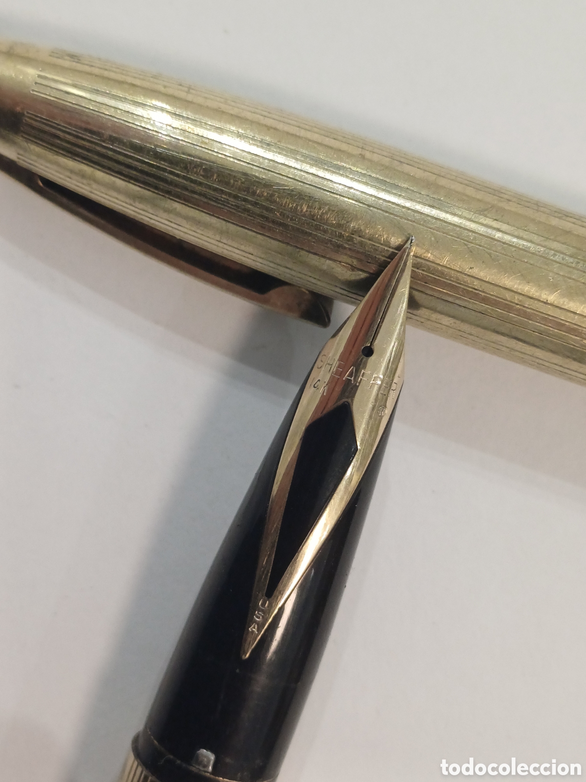 Plumas estilogr&aacute;ficas antiguas: Pluma Sheaffer. Oro 12kt y plumin de 14kt. - Foto 2