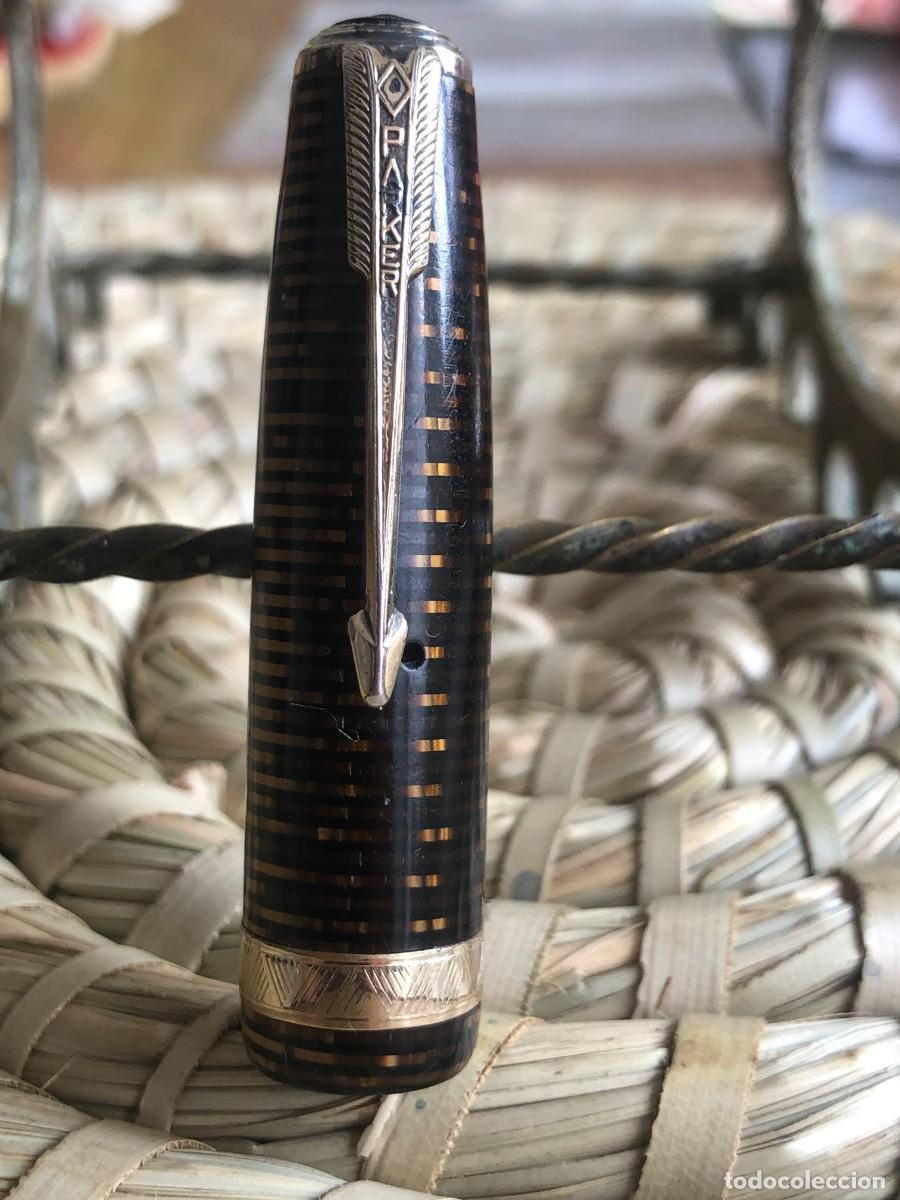 Plumas estilogr&aacute;ficas antiguas: PARKER VACUMATIC ROMBO AZUL 1936, FUNCIONA - Foto 2