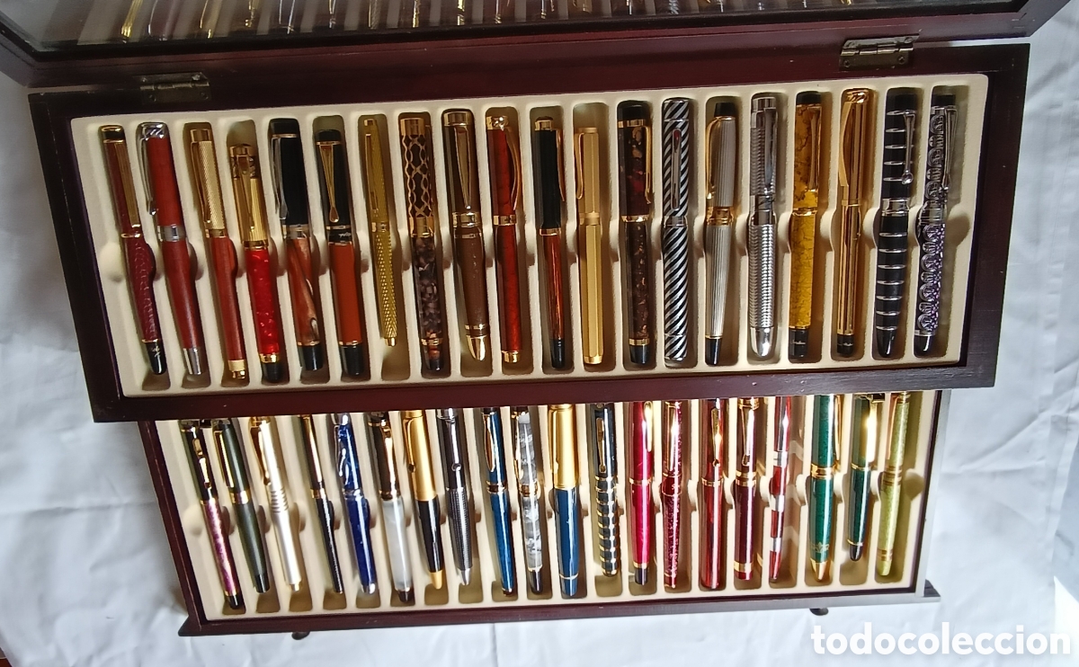 Plumas estilogr&aacute;ficas antiguas: Estuche-expositor,- 40 plumas - Foto 4