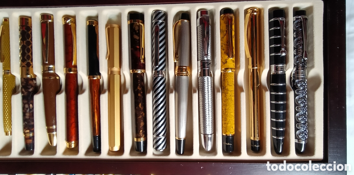 Plumas estilogr&aacute;ficas antiguas: Estuche-expositor,- 40 plumas - Foto 6