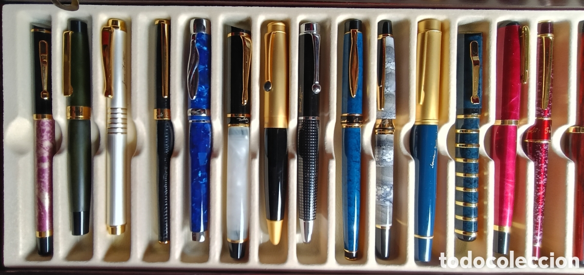 Plumas estilogr&aacute;ficas antiguas: Estuche-expositor,- 40 plumas - Foto 7