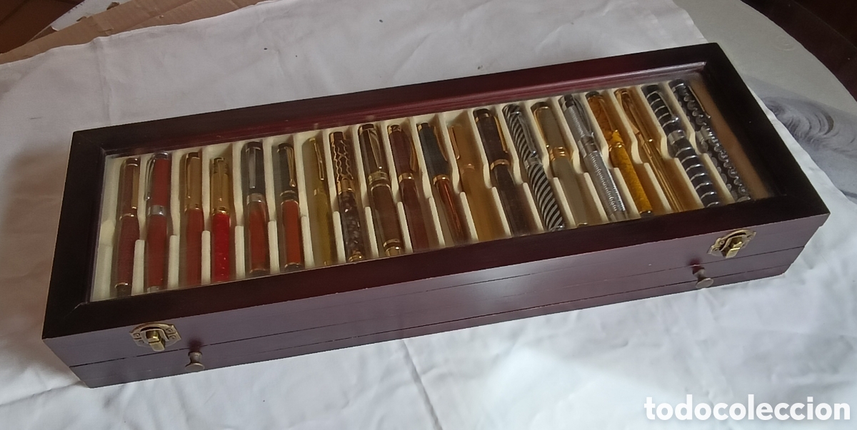 Plumas estilogr&aacute;ficas antiguas: Estuche-expositor,- 40 plumas - Foto 9