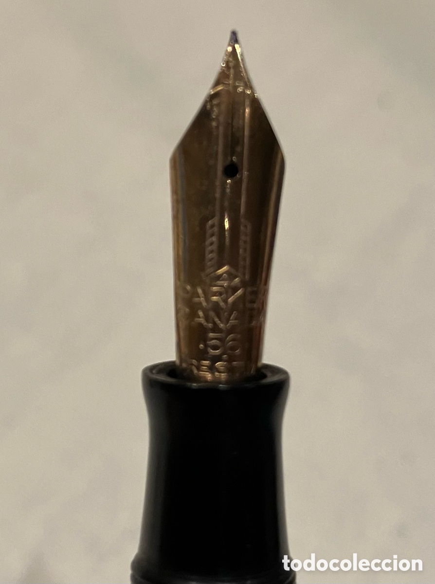 Plumas estilogr&aacute;ficas antiguas: Pluma Parker Vacumatic plum&iacute;n oro 14k - Foto 2