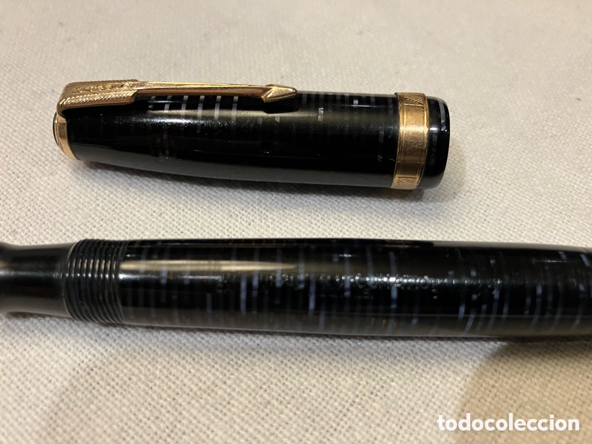 Plumas estilogr&aacute;ficas antiguas: Pluma Parker Vacumatic plum&iacute;n oro 14k - Foto 4