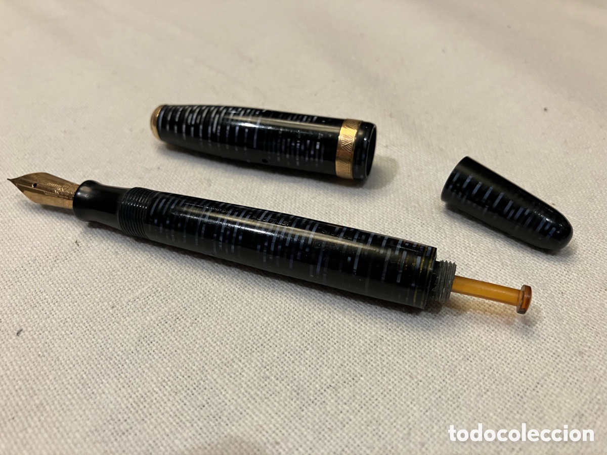 Plumas estilogr&aacute;ficas antiguas: Pluma Parker Vacumatic plum&iacute;n oro 14k - Foto 5