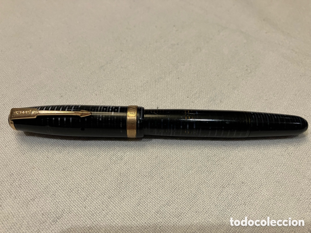 Plumas estilogr&aacute;ficas antiguas: Pluma Parker Vacumatic plum&iacute;n oro 14k - Foto 1
