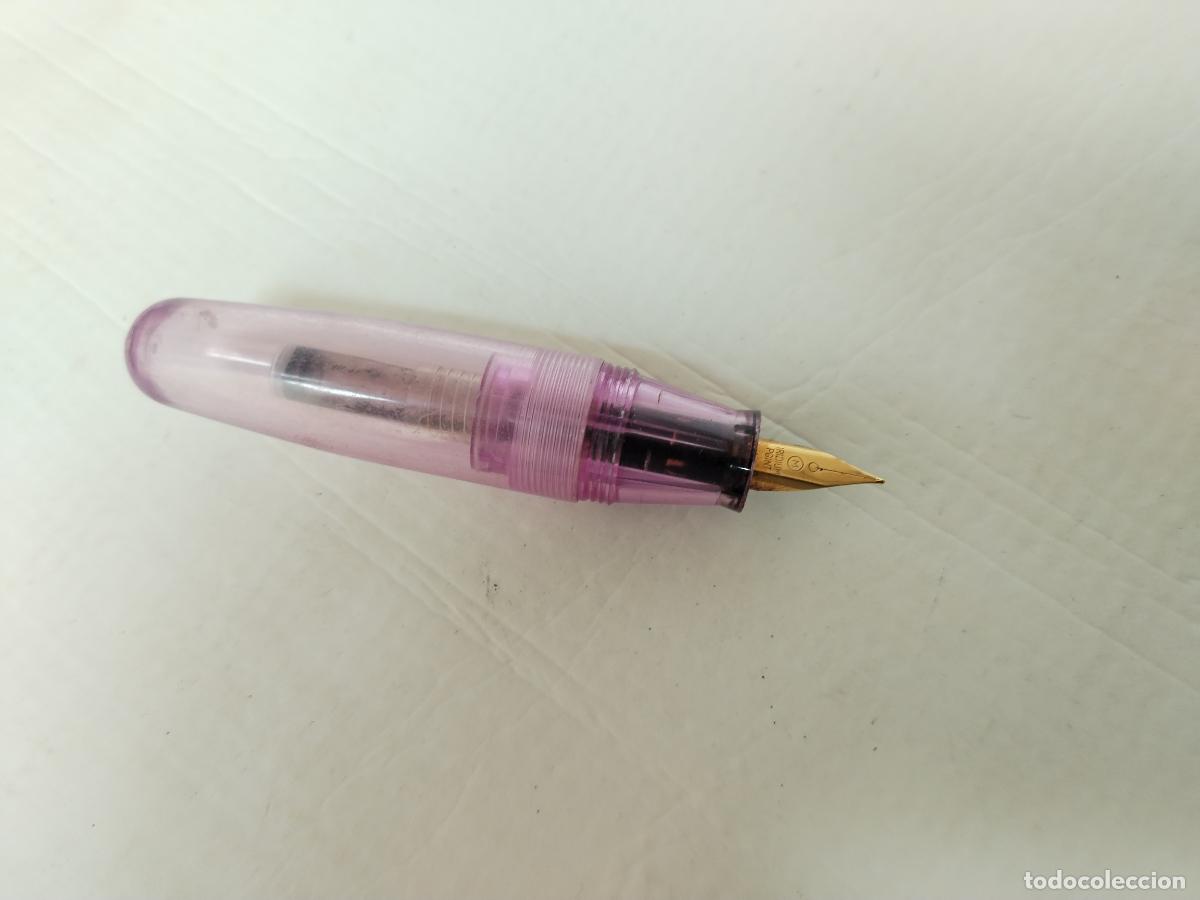 Plumas estilogr&aacute;ficas antiguas: pluma estilografica corta rosa transparente - Foto 2
