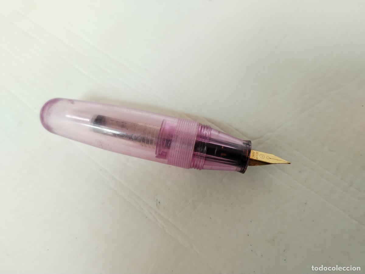 Plumas estilogr&aacute;ficas antiguas: pluma estilografica corta rosa transparente - Foto 3