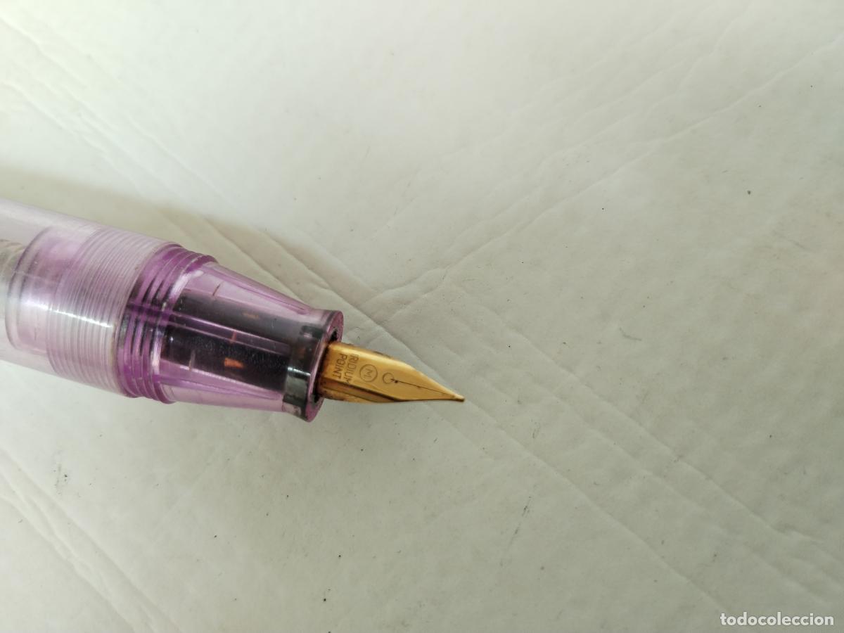 Plumas estilogr&aacute;ficas antiguas: pluma estilografica corta rosa transparente - Foto 4