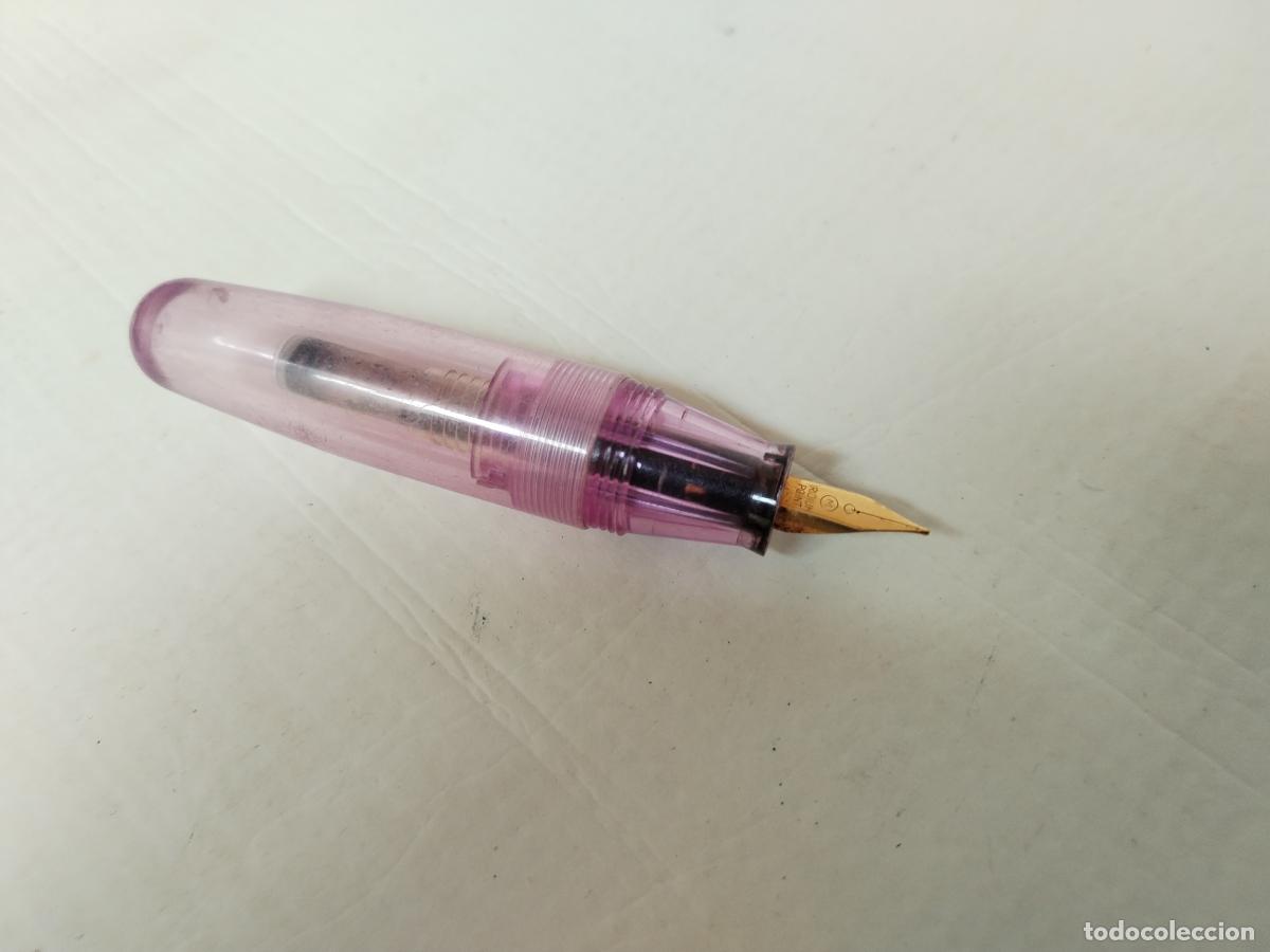 Plumas estilogr&aacute;ficas antiguas: pluma estilografica corta rosa transparente - Foto 1