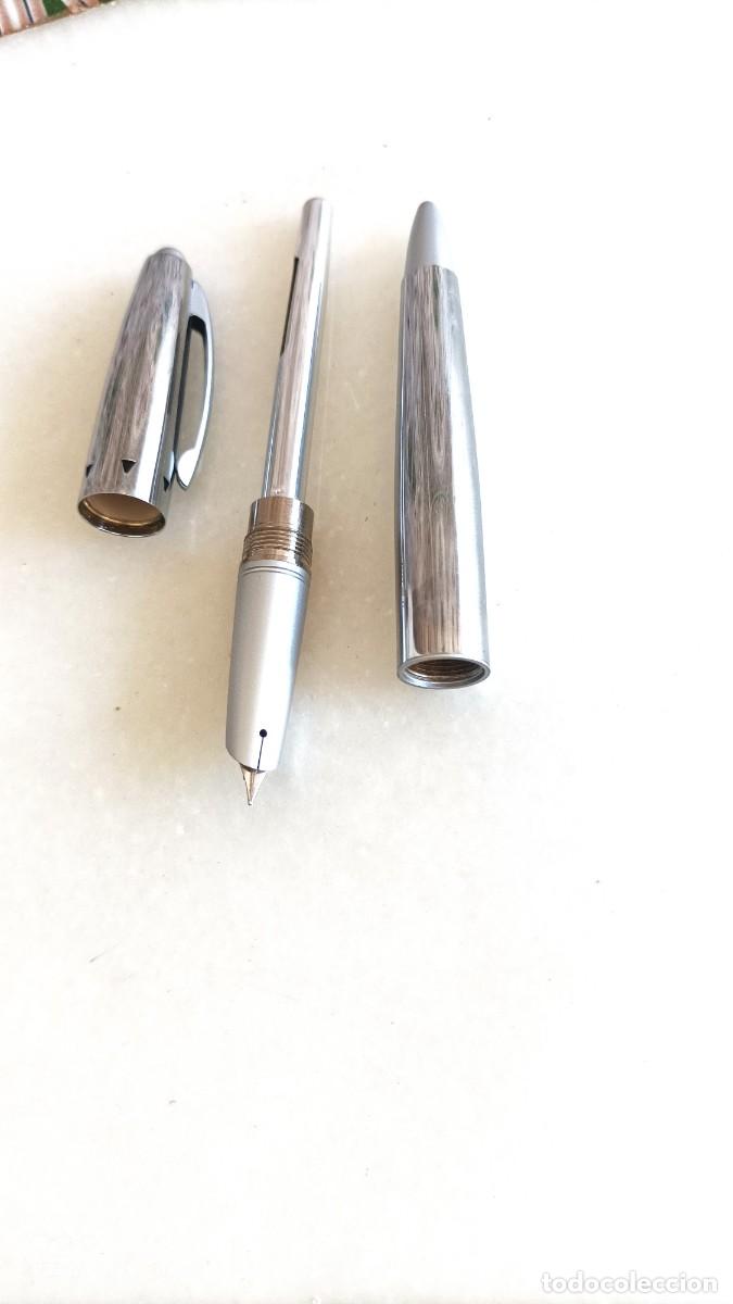 Plumas estilogr&aacute;ficas antiguas: Met&aacute;lica de colecci&oacute;n con plum&iacute;n en aluminio - Foto 1