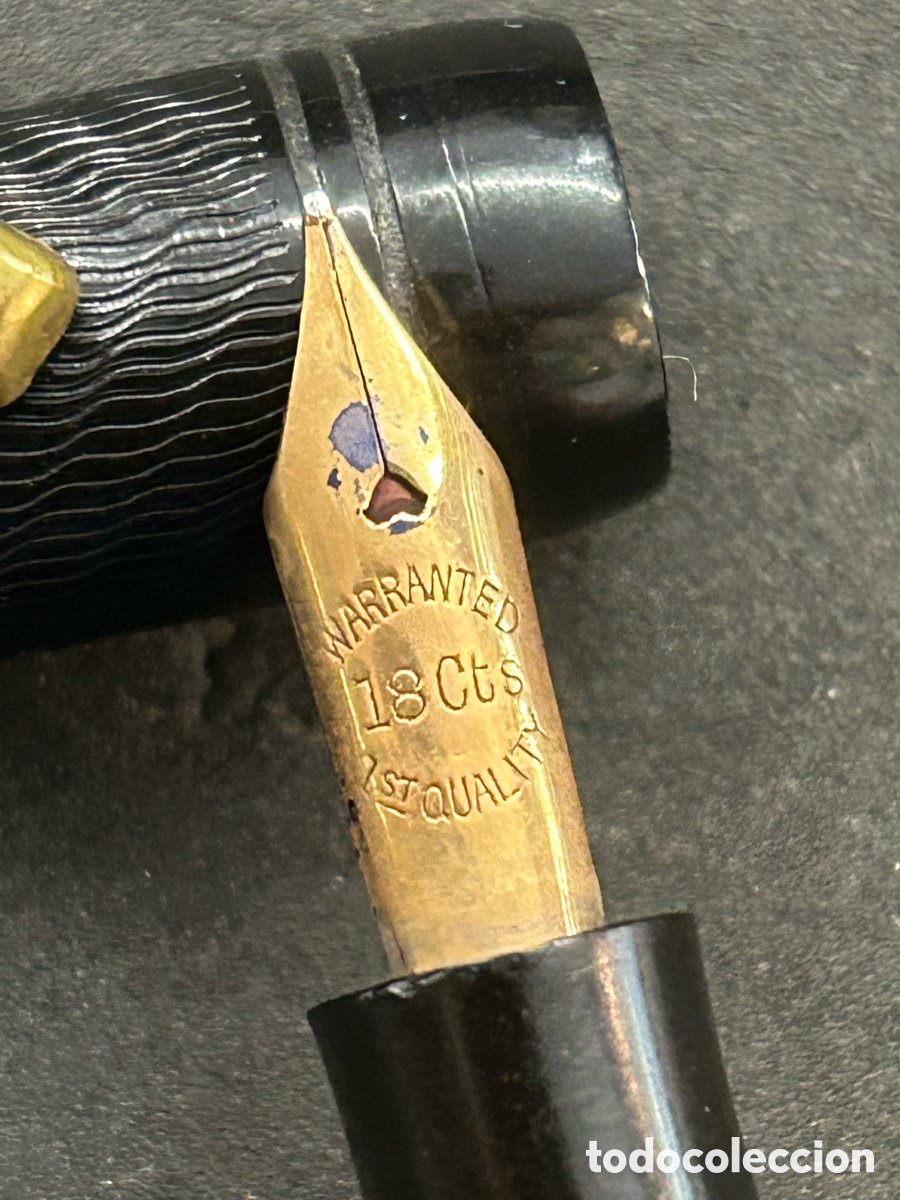 Plumas estilogr&aacute;ficas antiguas: Antigua pluma plumin oro 18k - Foto 2