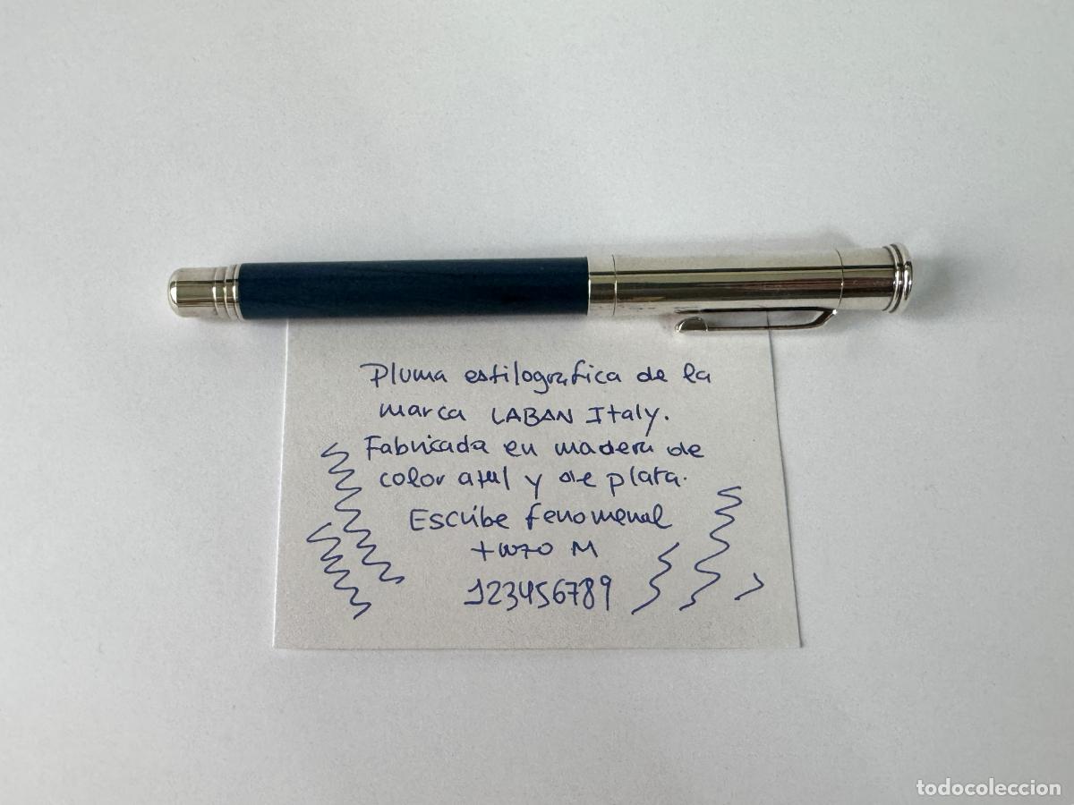 Plumas estilogr&aacute;ficas antiguas: LABAN ESTILOGRAFICA MADERA AZUL Y PLATEADA - Foto 18